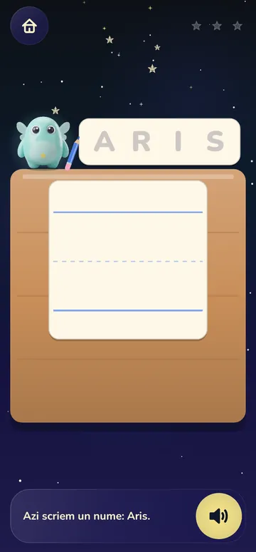 The “My signature” game: a name written letter by letter
