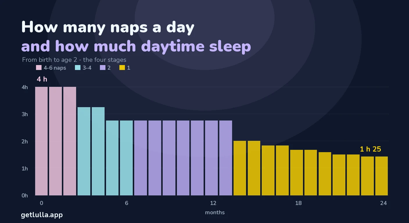 How many naps by age: the full chart and the 4 nap drops
